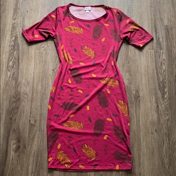 LuLaRoe Fall Leaf Print Julia Pencil Dress - Picture 1 of 7